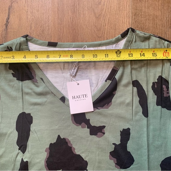 Haute edition Olive Green Leopard Print Women's Top - Picture 6 of 7